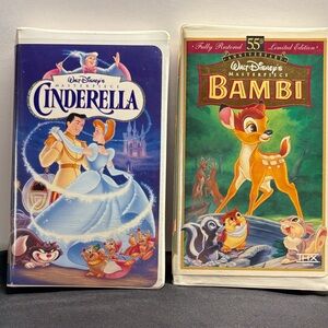 Disney Cinderella and Bambi VHS Covers - Blue and Green